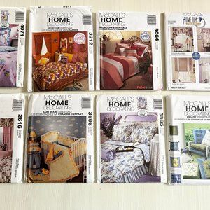 Lot of 8 McCalls Home Decorating Sewing Patterns, Bedroom Curtains, Accessories